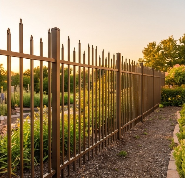 Staggered Spear aluminum fence