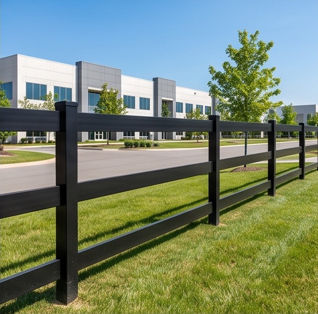 Three-Rail Commercial aluminum fence