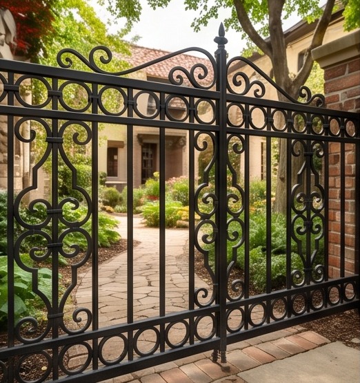 Scrolls & Rings iron fence