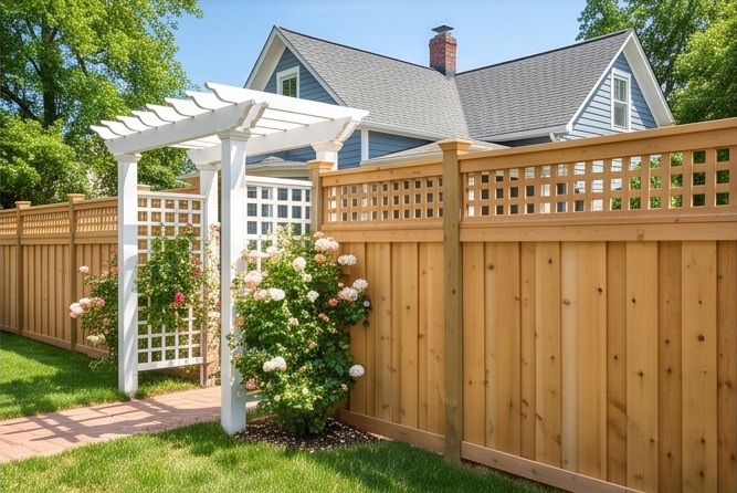 Cap, Trim & Lattice wood fence